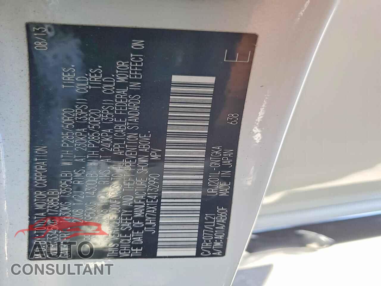 LEXUS UNKNOWN 2014 - JTJHY7AX1E4132990