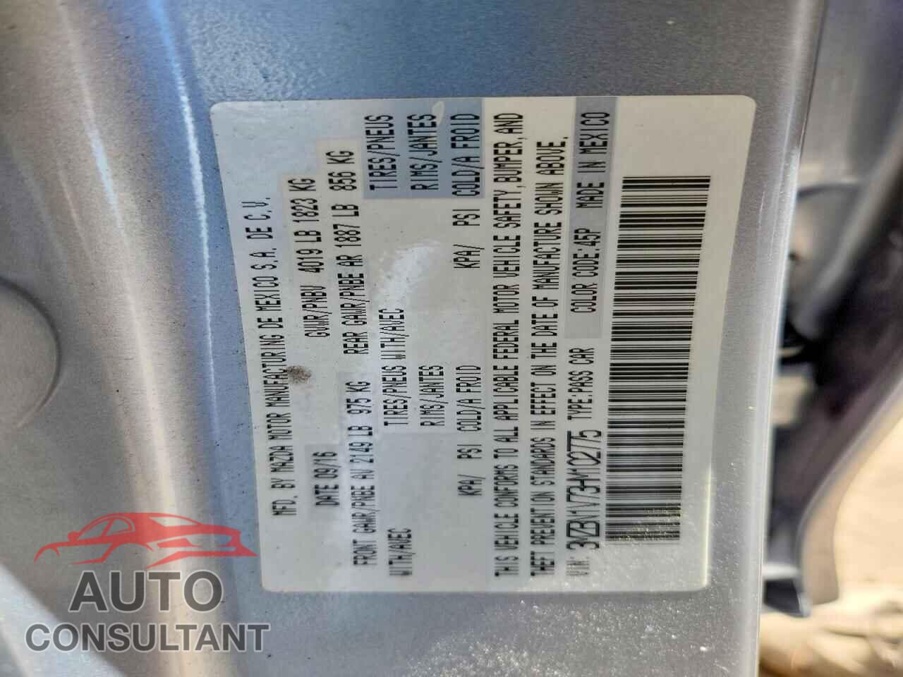 MAZDA 3 2017 - 3MZBN1V73HM102775