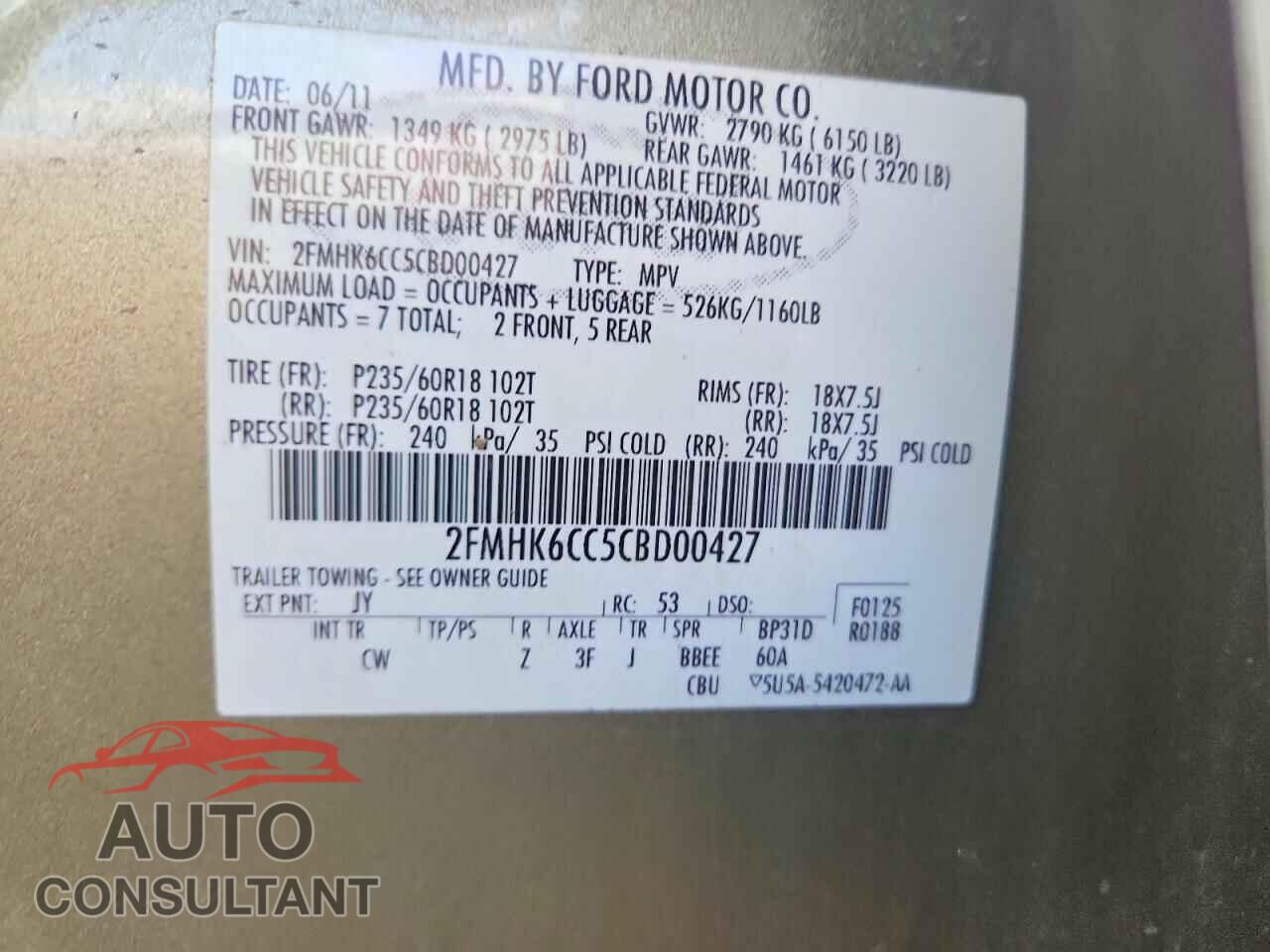 FORD FLEX 2012 - 2FMHK6CC5CBD00427