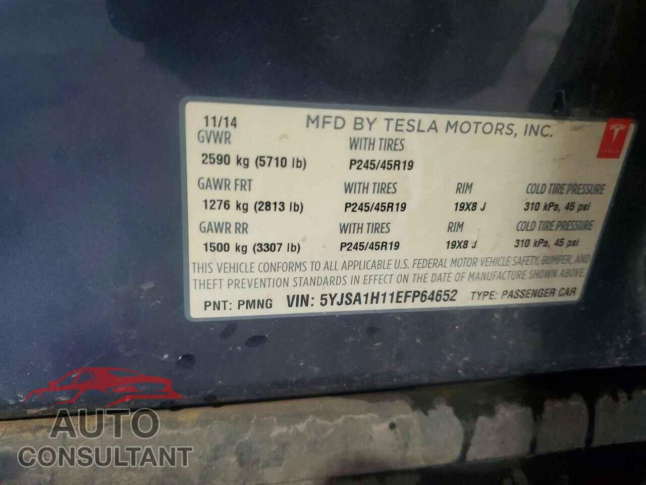 TESLA MODEL S 2014 - 5YJSA1H11EFP64652