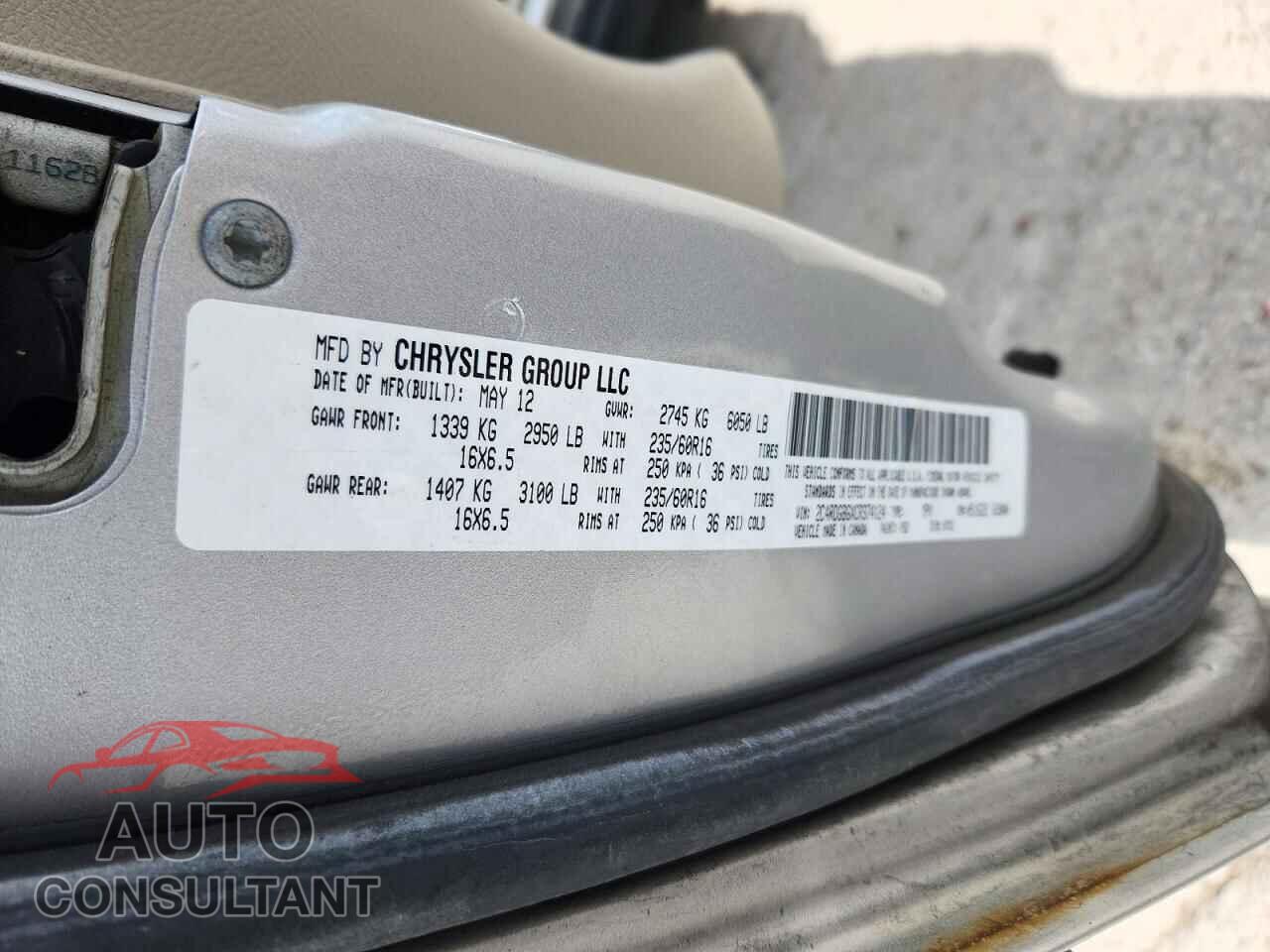 DODGE CARAVAN 2012 - 2C4RDGBGXCR374124