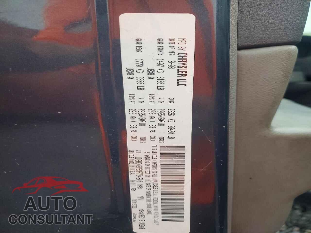 DODGE DURANGO 2009 - 1D8HD48P99F704600