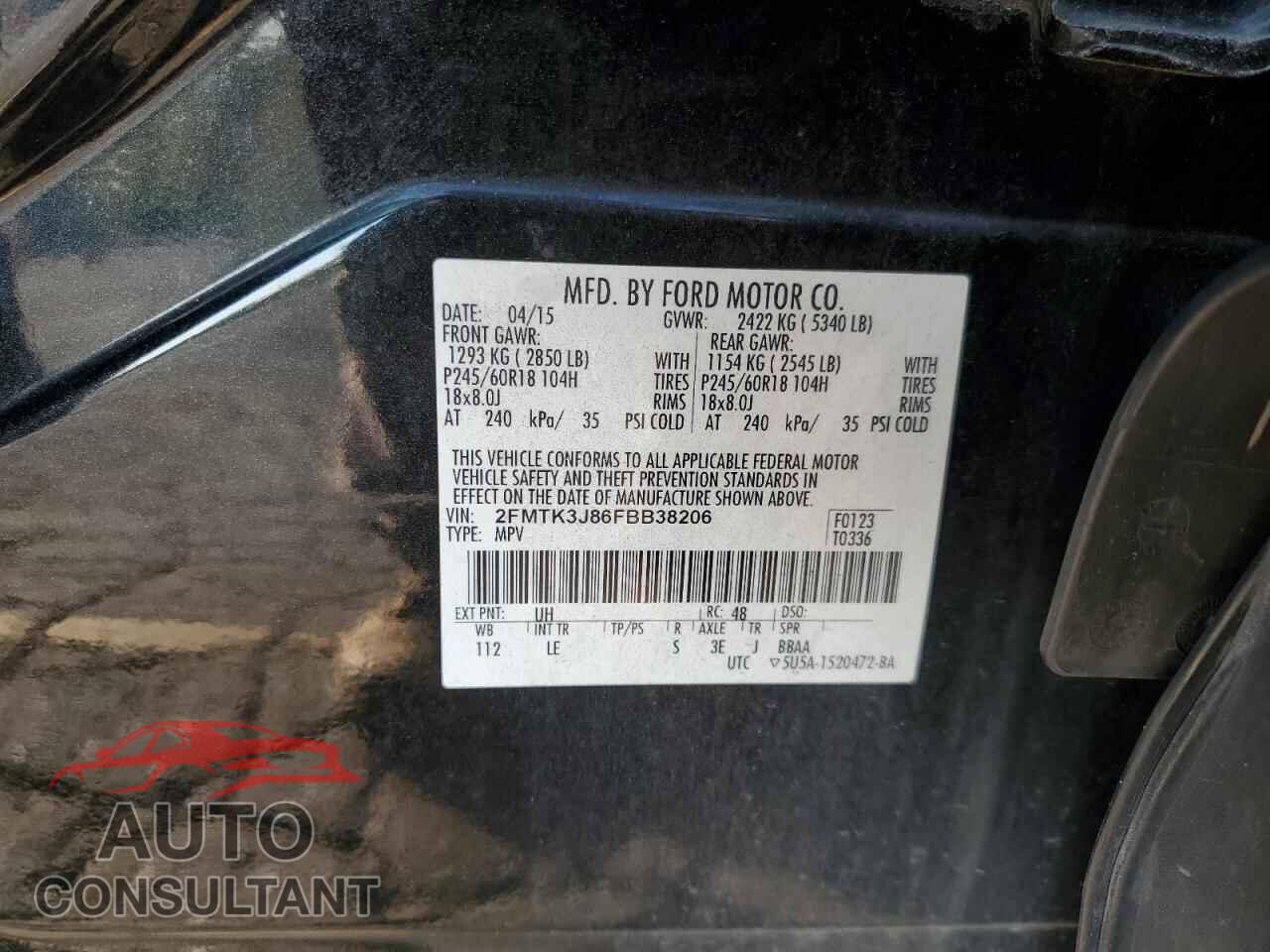 FORD EDGE 2015 - 2FMTK3J86FBB38206