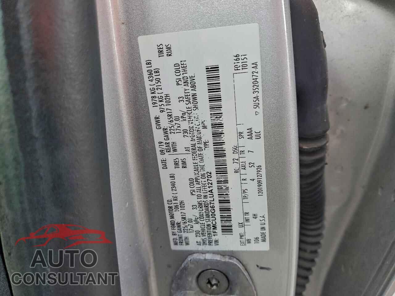 FORD ESCAPE 2020 - 1FMCU0G67LUA12702