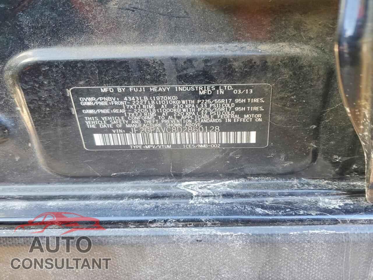 SUBARU XV 2013 - JF2GPAVC8D2860128