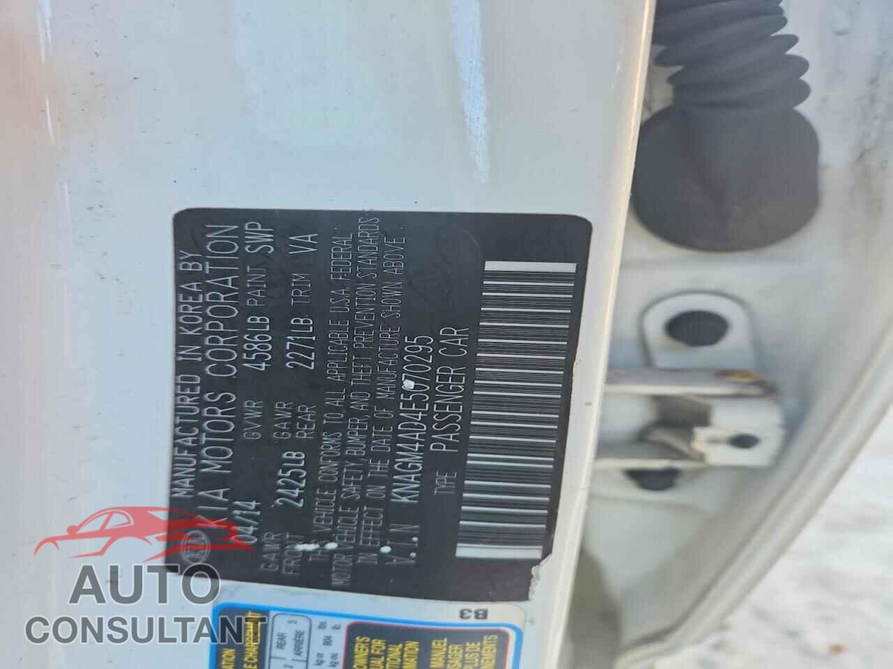 KIA OPTIMA 2014 - KNAGM4AD4E5070295