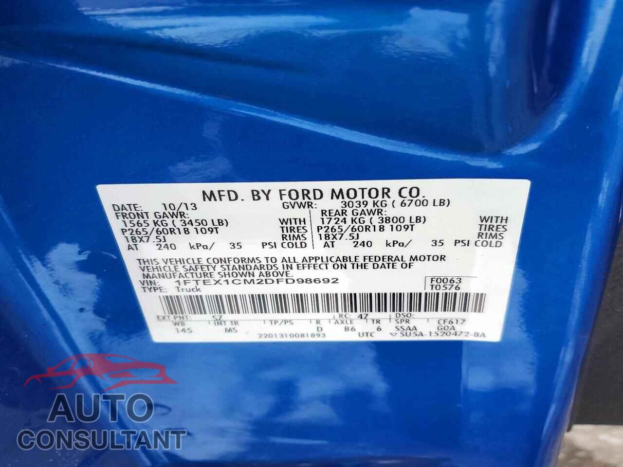 FORD F-150 2013 - 1FTEX1CM2DFD98692