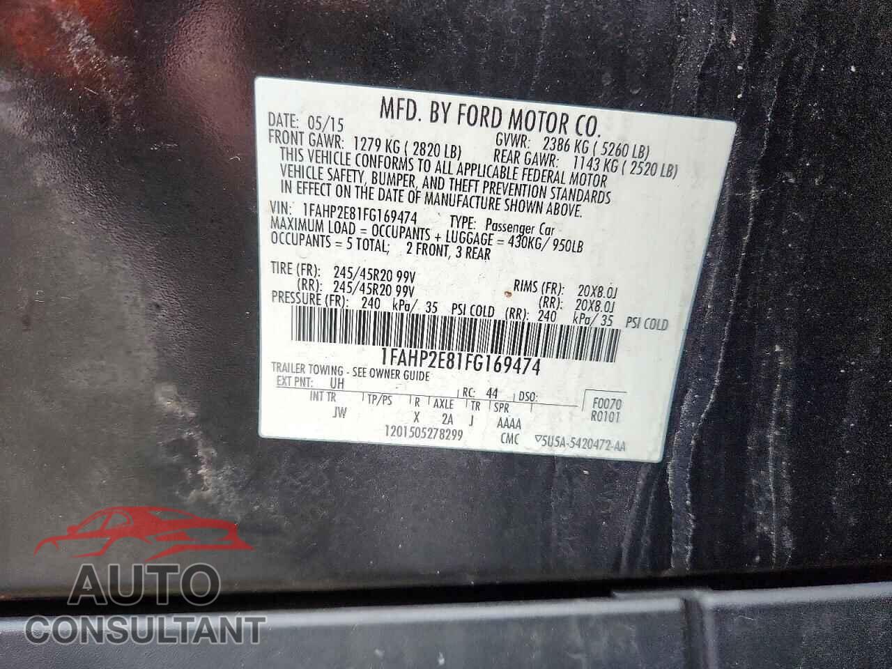 FORD TAURUS 2015 - 1FAHP2E81FG169474