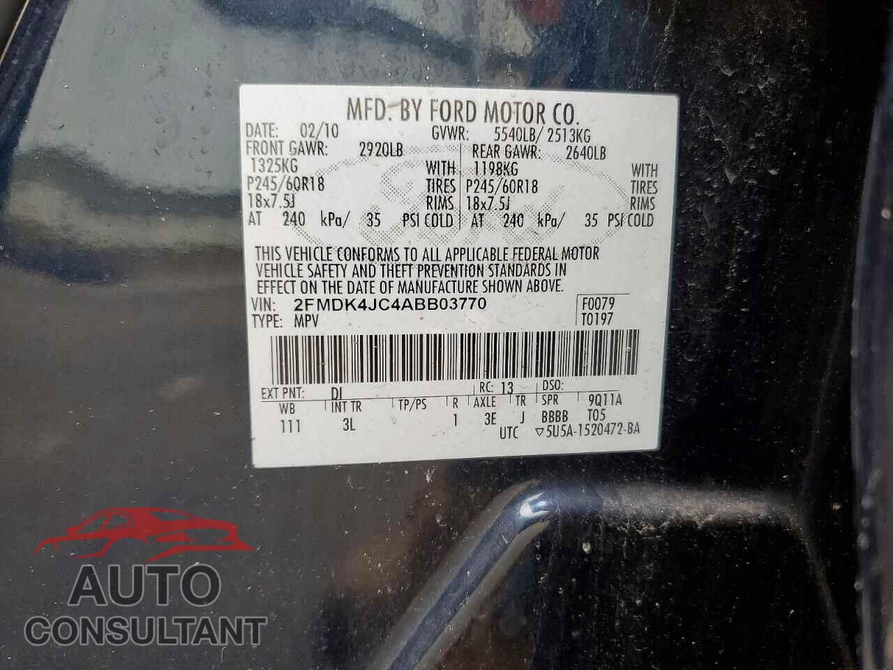 FORD EDGE 2010 - 2FMDK4JC4ABB03770