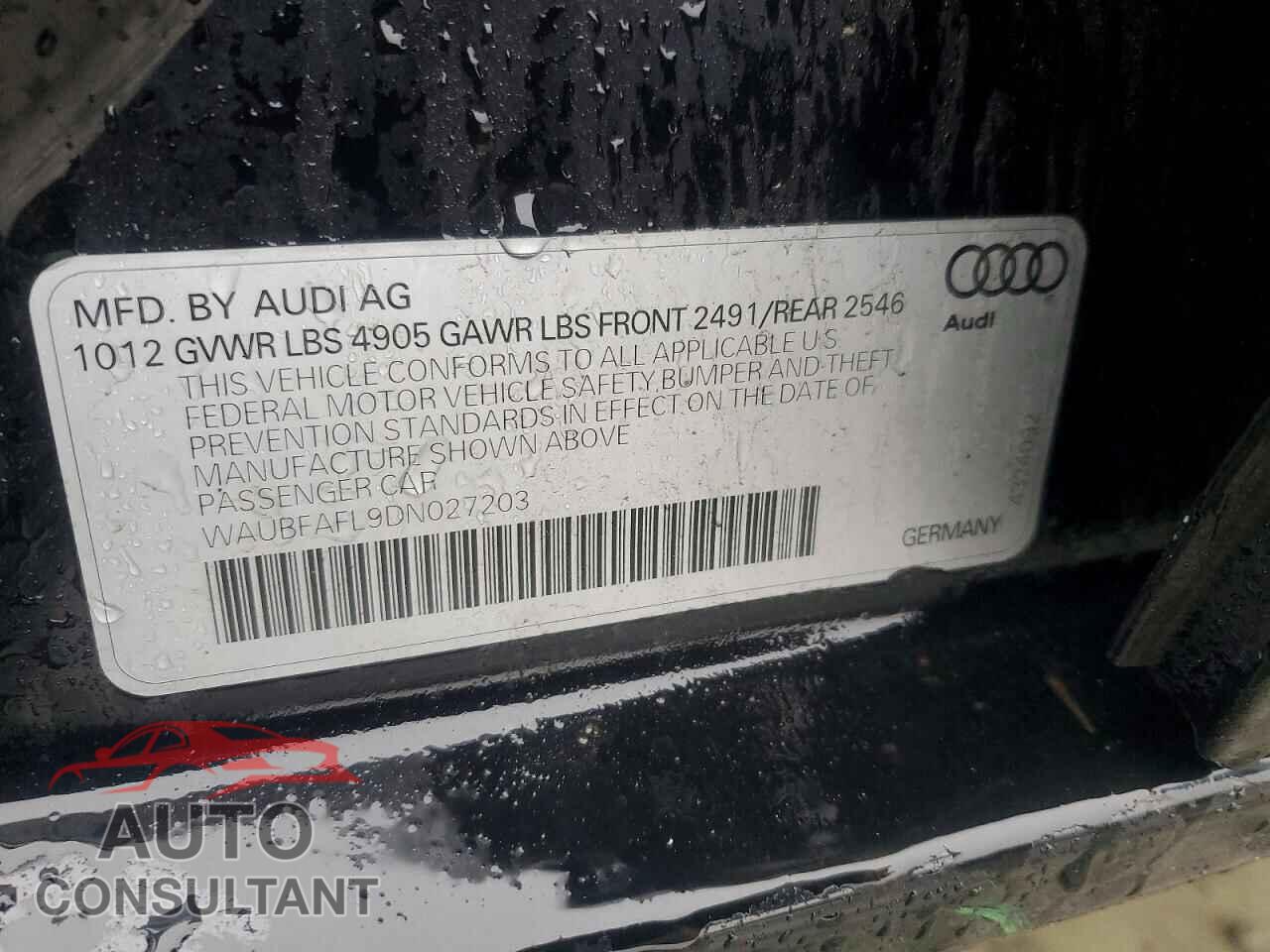 AUDI A4 2013 - WAUBFAFL9DN027203