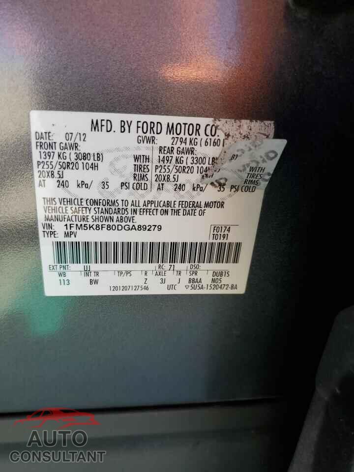 FORD EXPLORER 2013 - 1FM5K8F80DGA89279