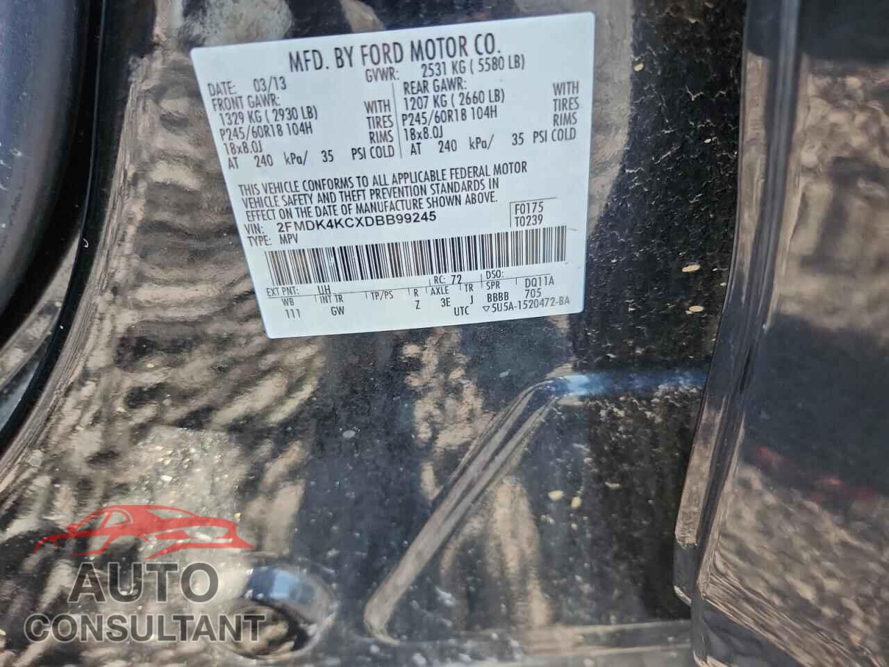 FORD EDGE 2013 - 2FMDK4KCXDBB99245