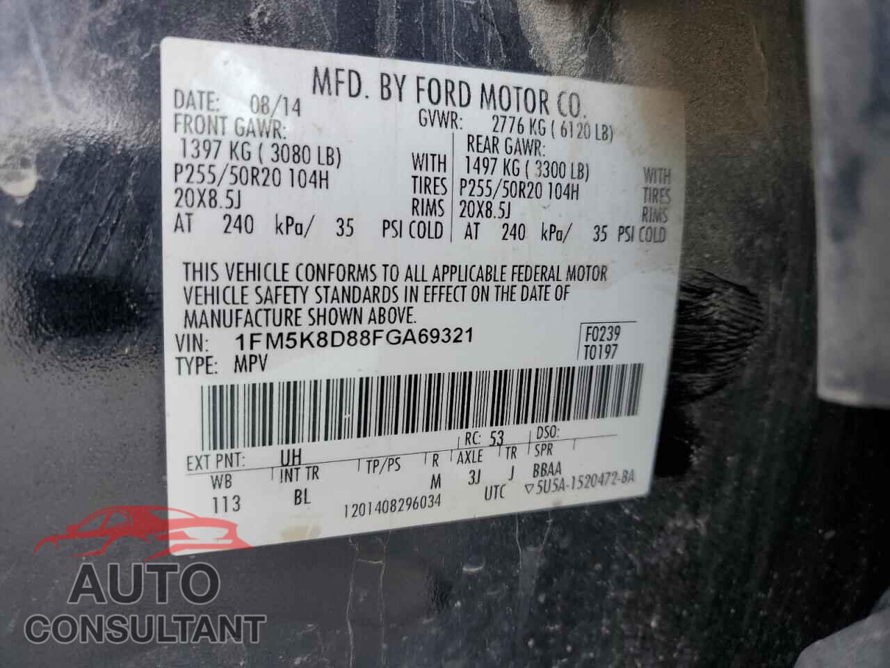 FORD EXPLORER 2015 - 1FM5K8D88FGA69321