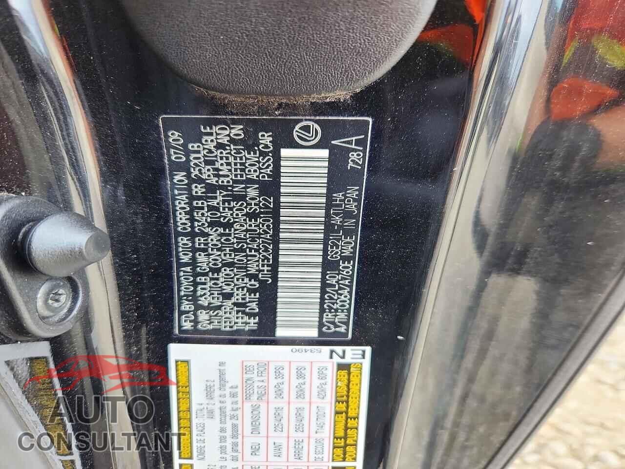 LEXUS IS 2010 - JTHFE2C27A2501122