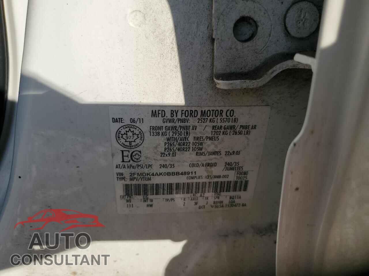 FORD EDGE 2011 - 2FMDK4AK0BBB48911