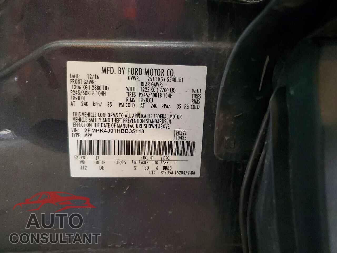 FORD EDGE 2017 - 2FMPK4J91HBB35118