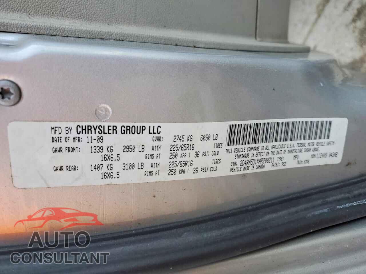 DODGE CARAVAN 2010 - 2D4RN5D1XAR200211