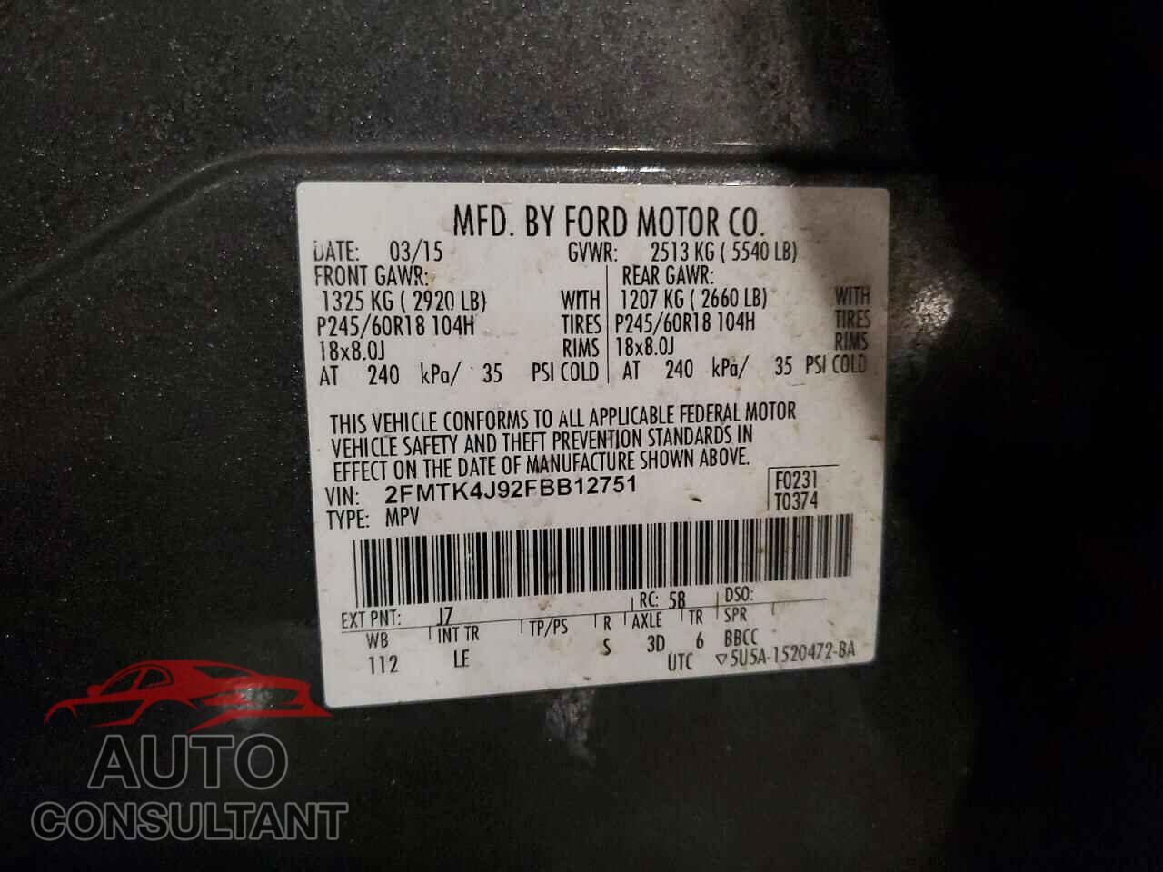 FORD EDGE 2015 - 2FMTK4J92FBB12751