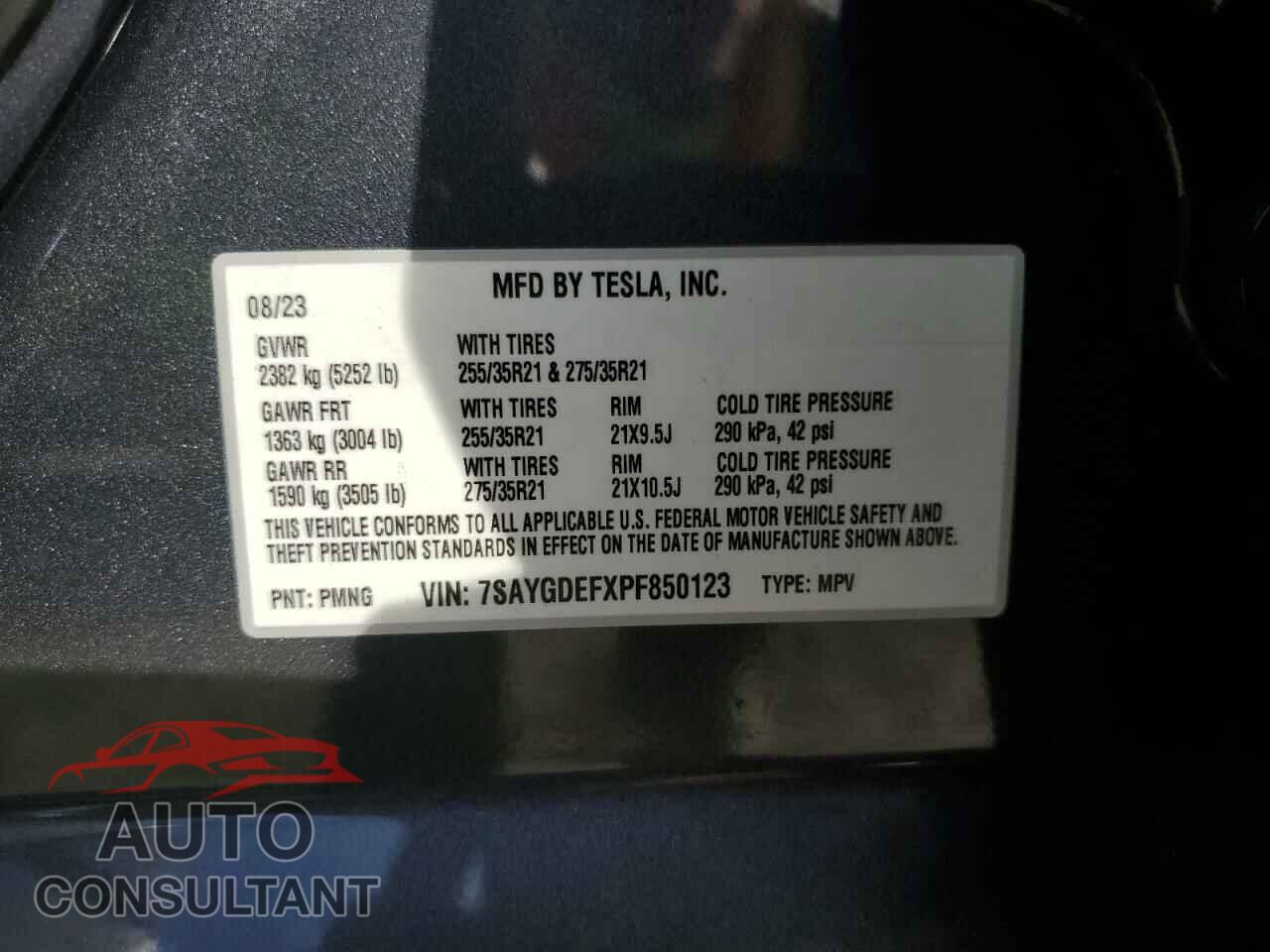 TESLA MODEL Y 2023 - 7SAYGDEFXPF850123