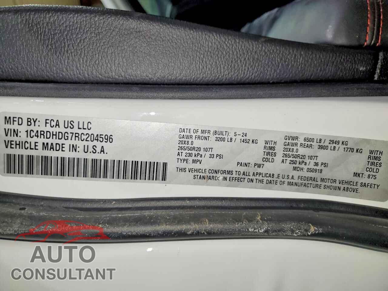 DODGE DURANGO 2024 - 1C4RDHDG7RC204596