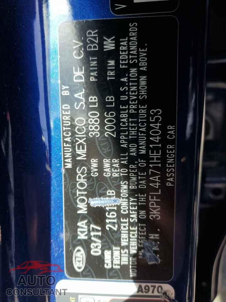 KIA FORTE 2017 - 3KPFL4A71HE140453