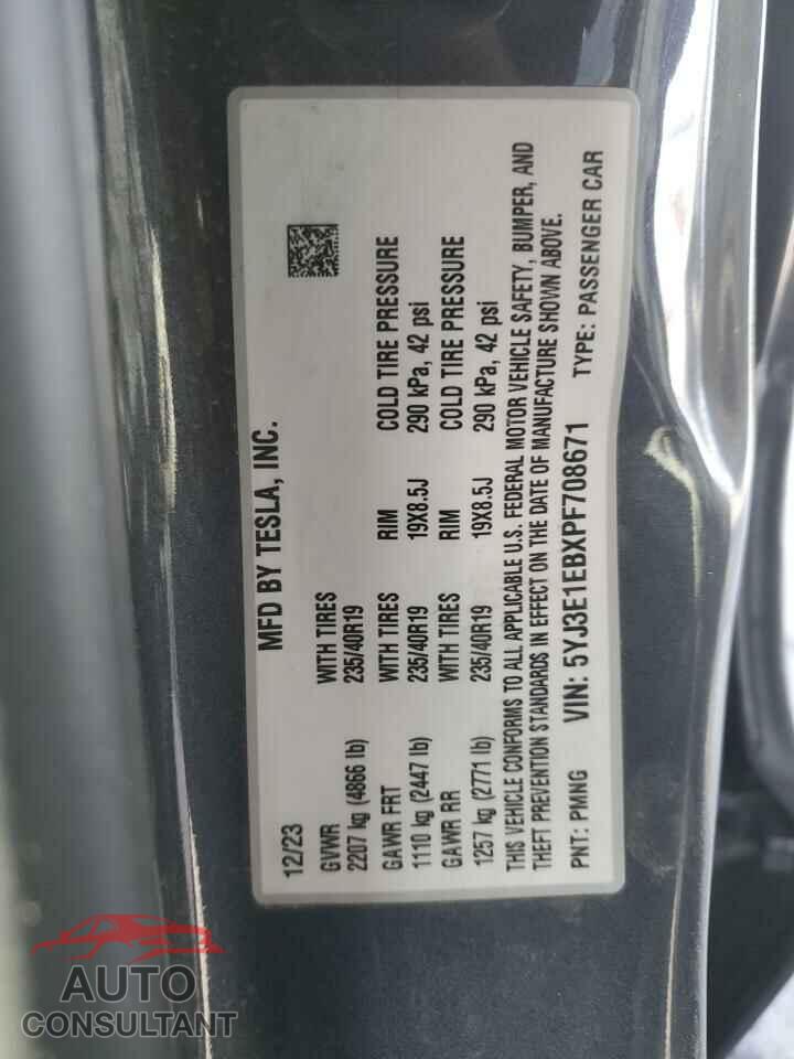 TESLA MODEL 3 2023 - 5YJ3E1EBXPF708671