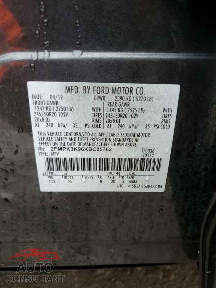 FORD EDGE 2019 - 2FMPK3K96KBC05762