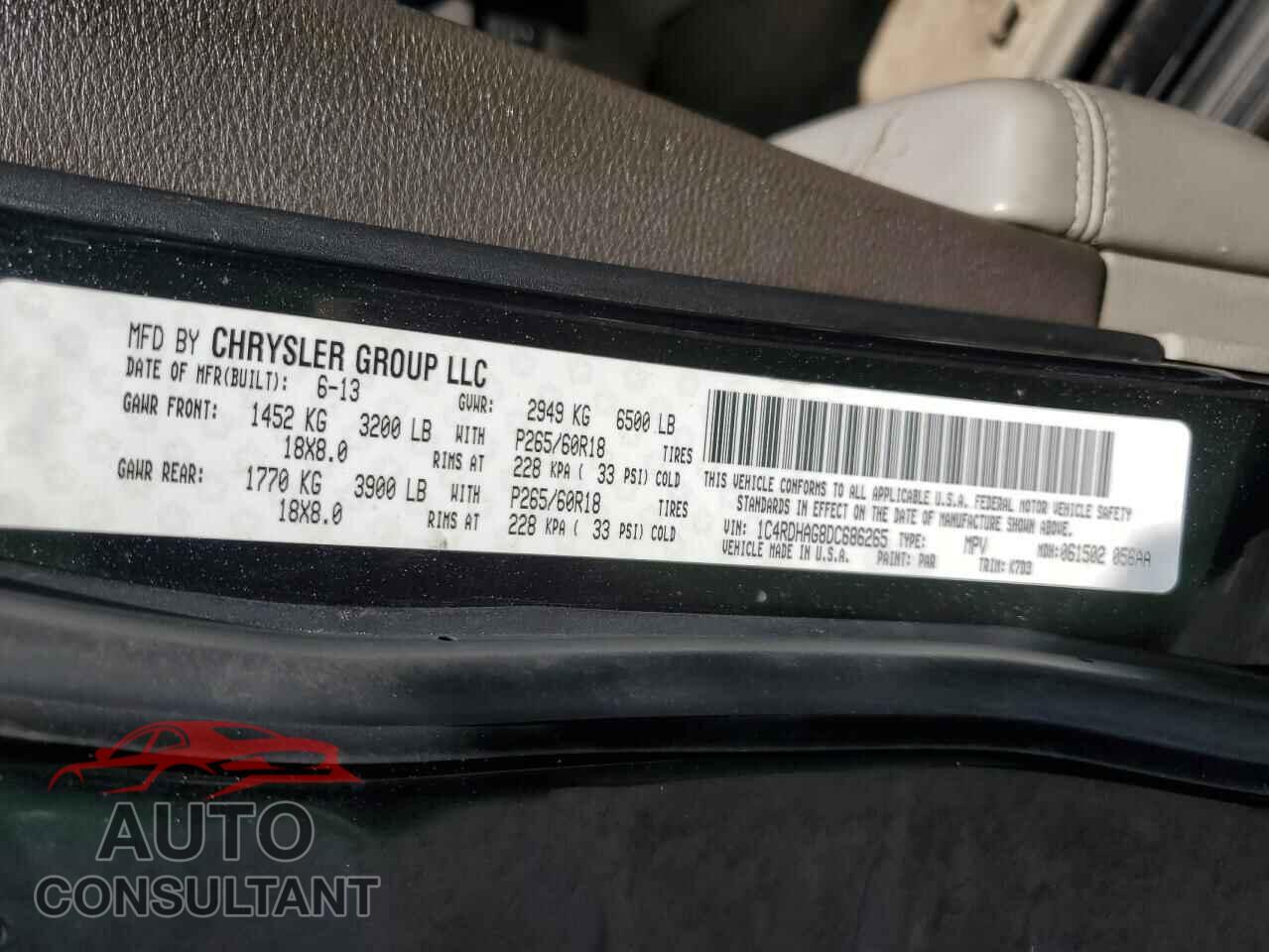 DODGE DURANGO 2013 - 1C4RDHAG8DC686265