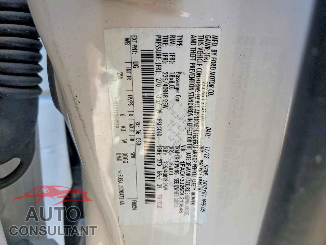 FORD FOCUS 2013 - 1FADP3J26DL210546