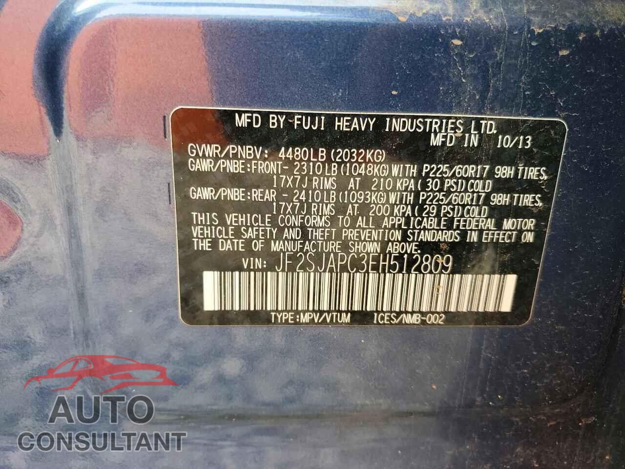SUBARU FORESTER 2014 - JF2SJAPC3EH512809