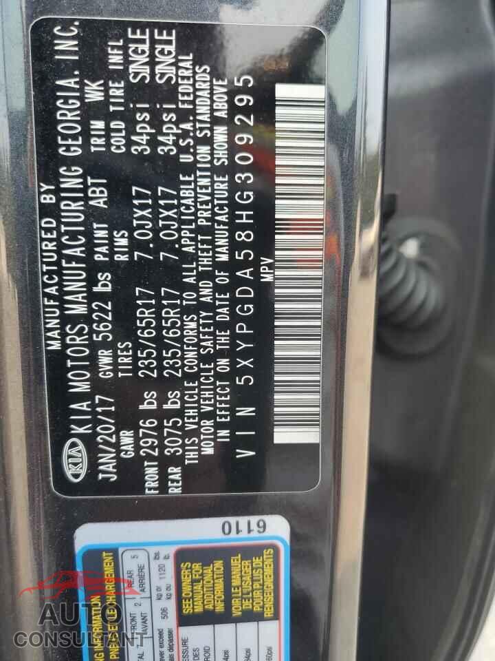 KIA SORENTO 2017 - 5XYPGDA58HG309295