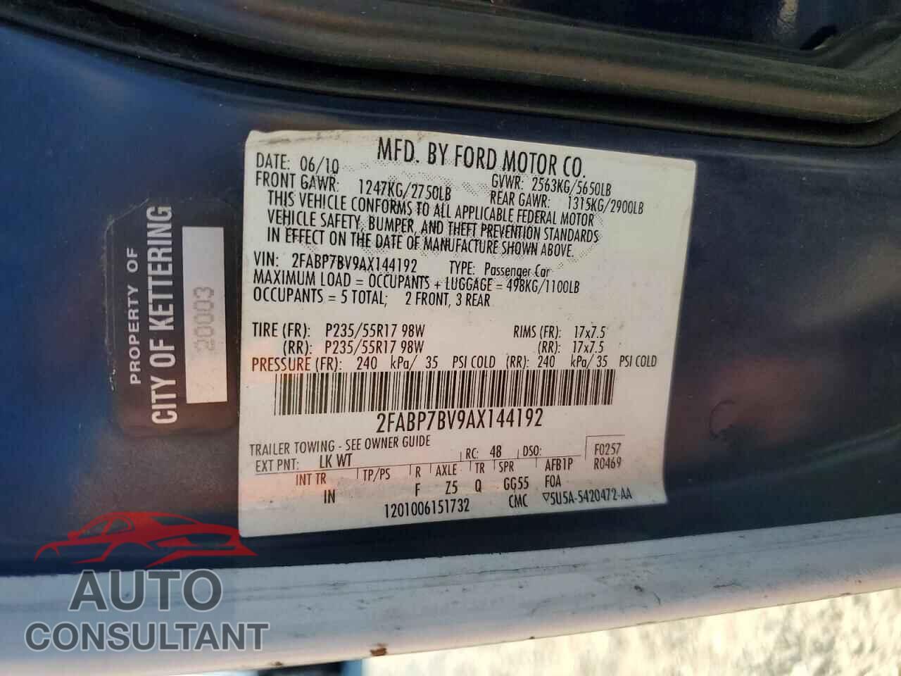 FORD CROWN VIC 2010 - 2FABP7BV9AX144192