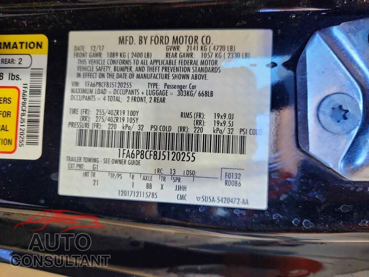 FORD MUSTANG 2018 - 1FA6P8CF8J5120255