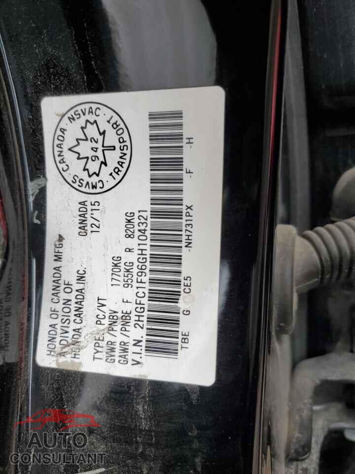 HONDA CIVIC 2016 - 2HGFC1F96GH104321