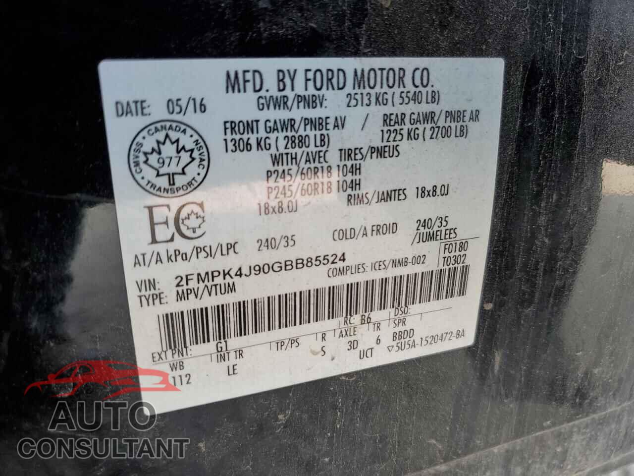 FORD EDGE 2016 - 2FMPK4J90GBB85524