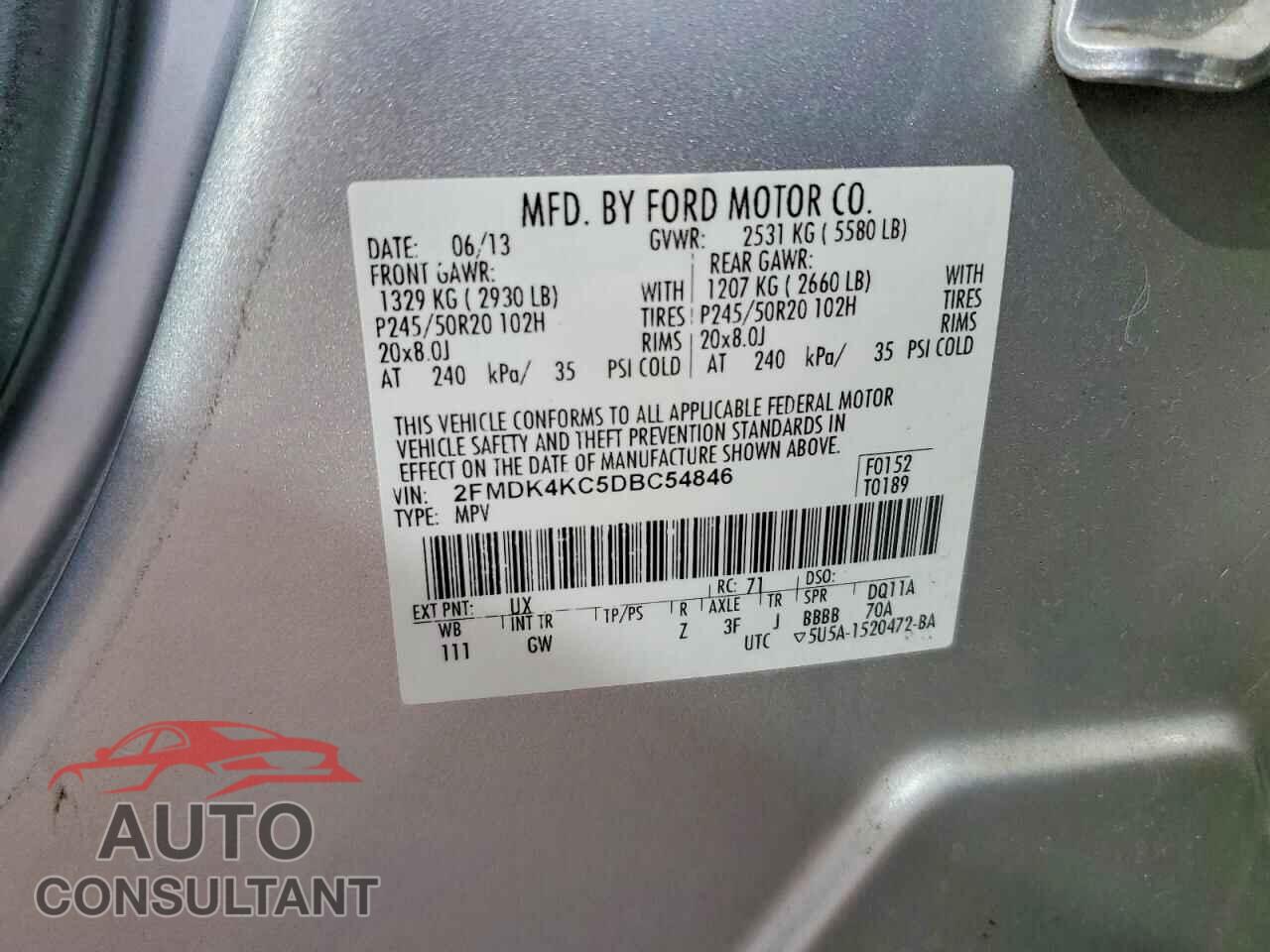 FORD EDGE 2013 - 2FMDK4KC5DBC54846