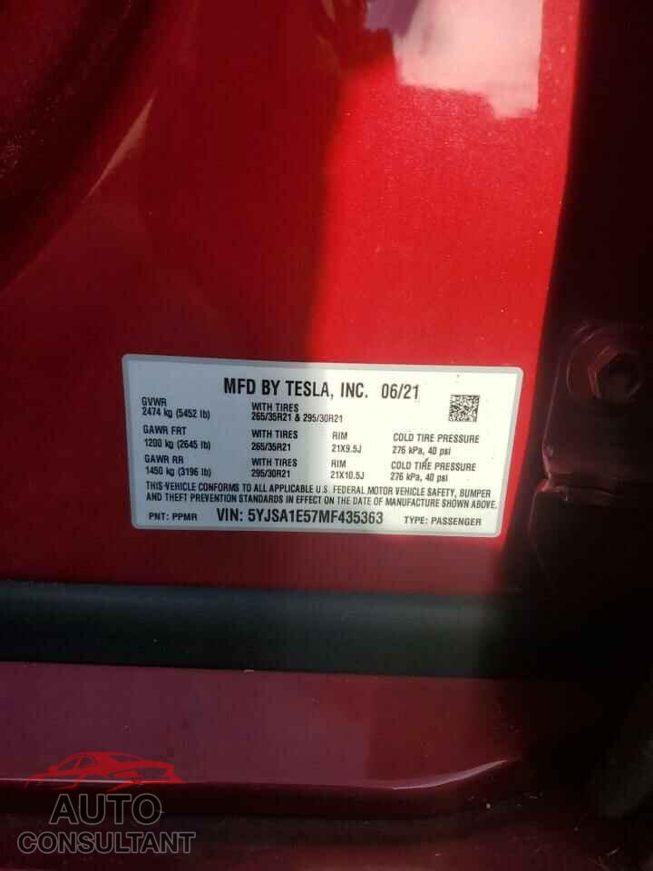 TESLA MODEL S 2021 - 5YJSA1E57MF435363