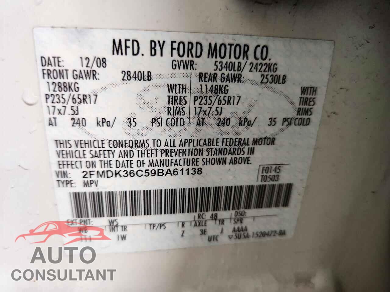 FORD EDGE 2009 - 2FMDK36C59BA61138