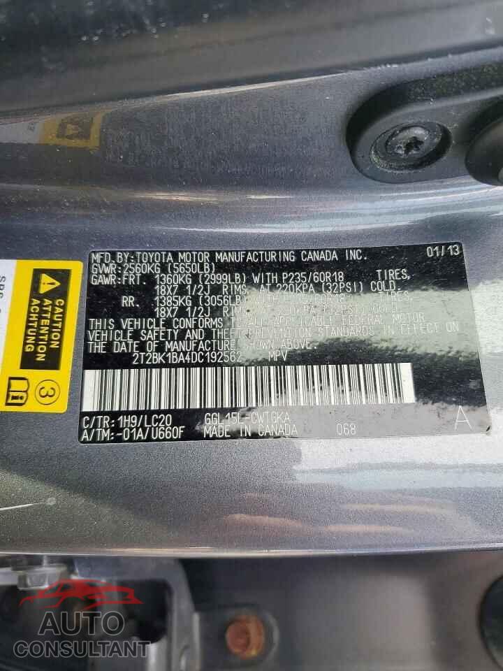 LEXUS RX350 2013 - 2T2BK1BA4DC192562