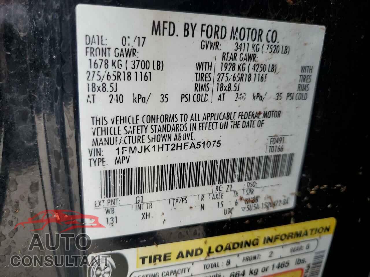 FORD EXPEDITION 2017 - 1FMJK1HT2HEA51075