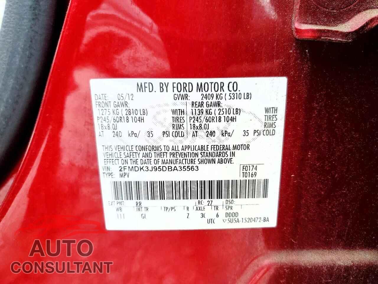 FORD EDGE 2013 - 2FMDK3J95DBA35563