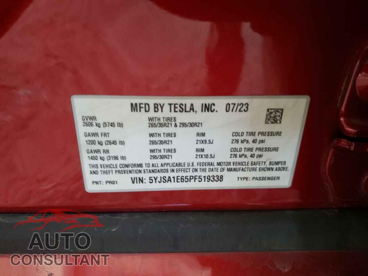 TESLA MODEL S 2023 - 5YJSA1E65PF519338