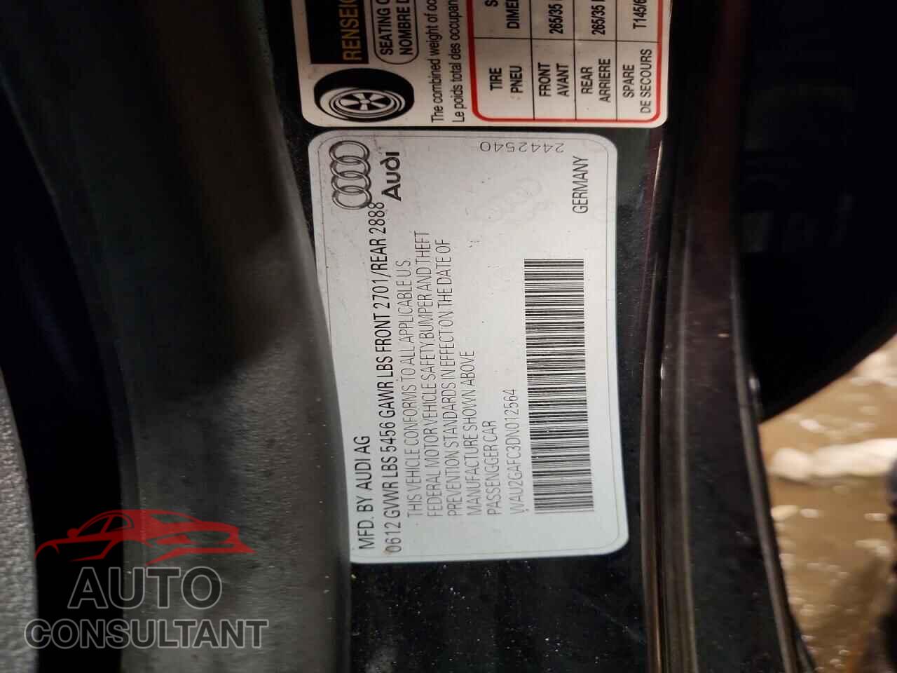AUDI A7 2013 - WAU2GAFC3DN012564