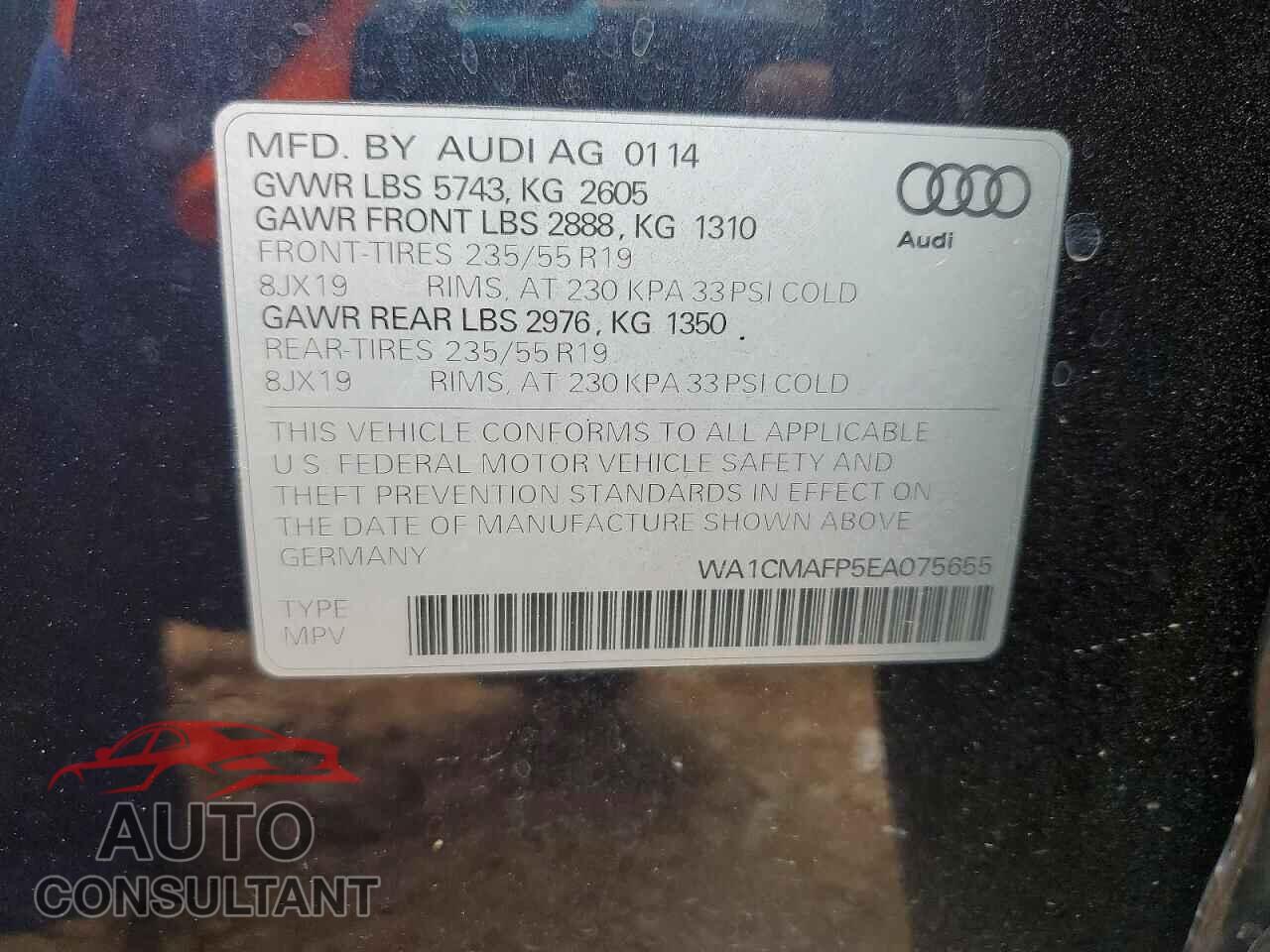 AUDI Q5 2014 - WA1CMAFP5EA075655