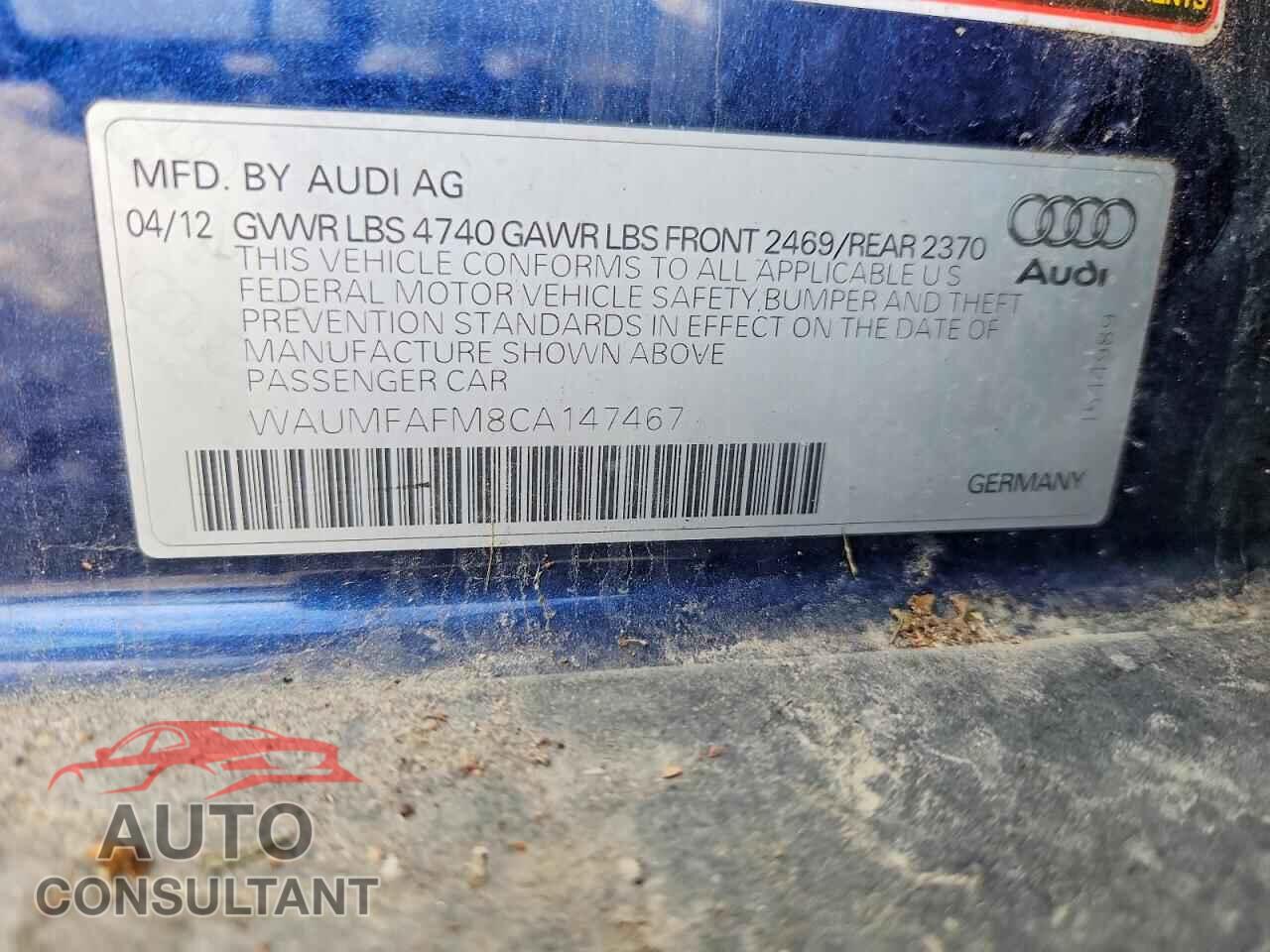 AUDI A3 2012 - WAUMFAFM8CA147467