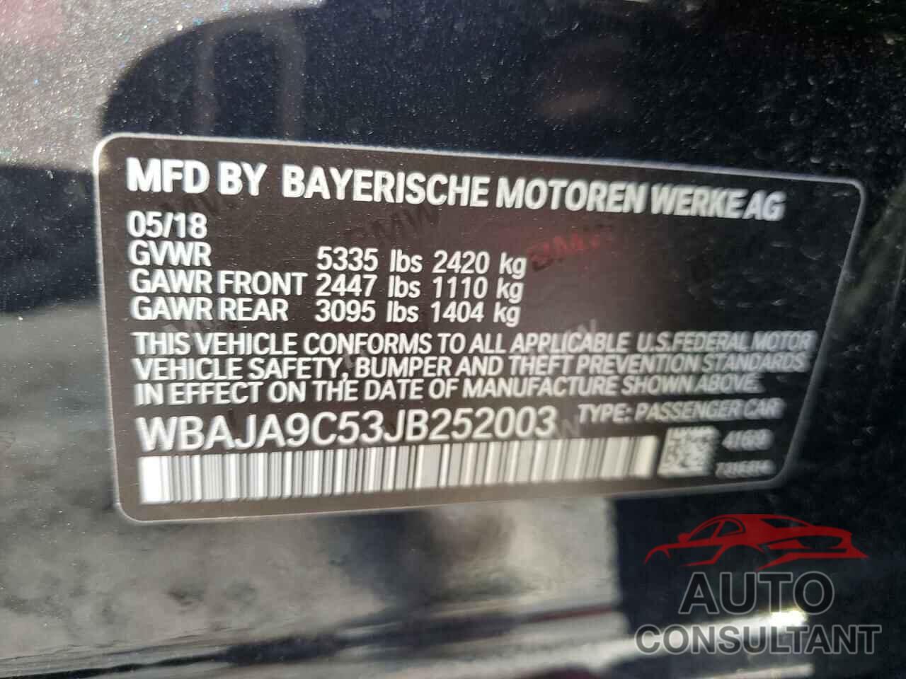 BMW 5 SERIES 2018 - WBAJA9C53JB252003