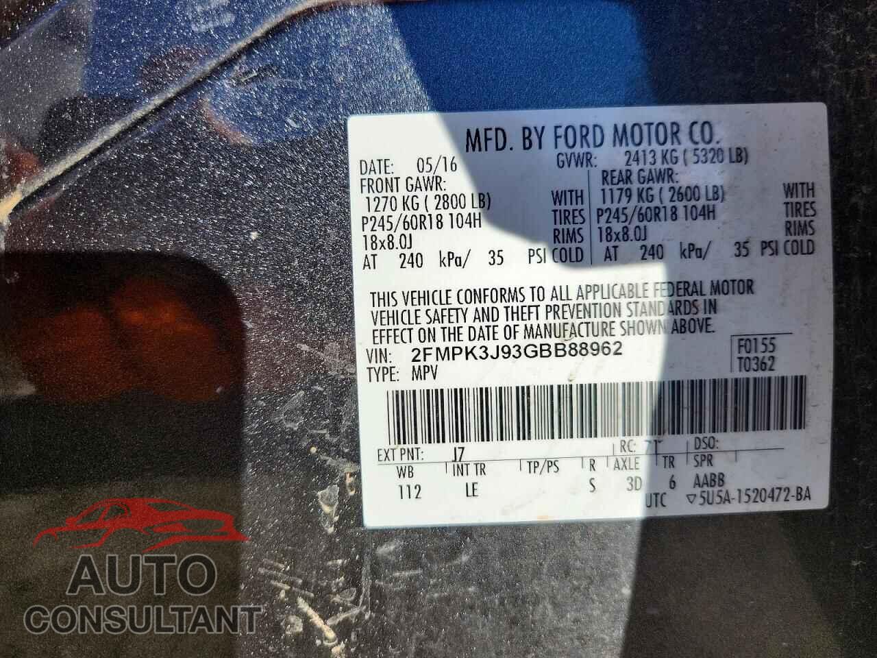 FORD EDGE 2016 - 2FMPK3J93GBB88962