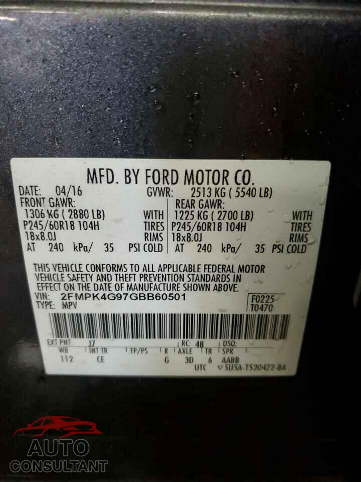 FORD EDGE 2016 - 2FMPK4G97GBB60501