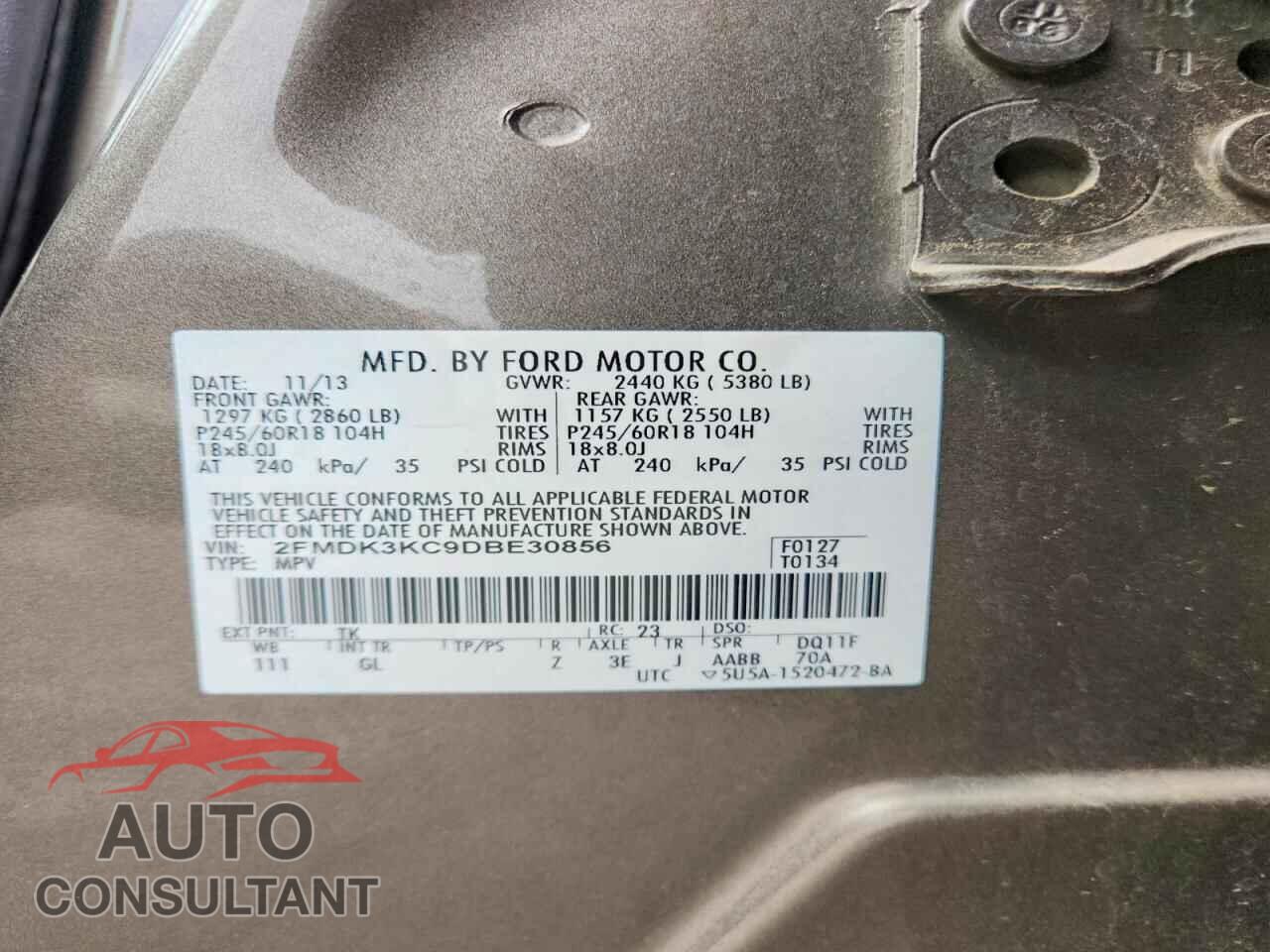 FORD EDGE 2013 - 2FMDK3KC9DBE30856
