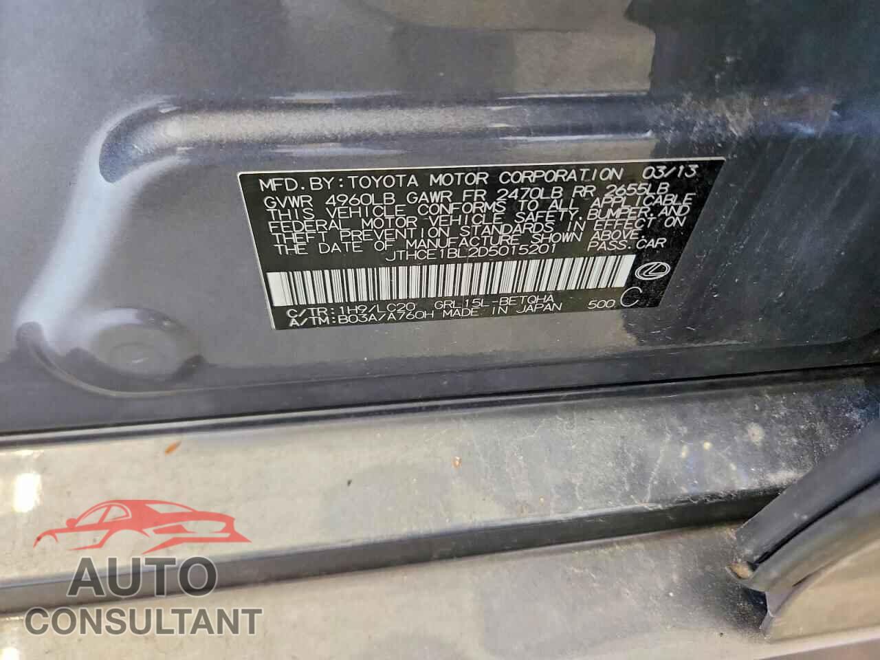 LEXUS GS350 2013 - JTHCE1BL2D5015201
